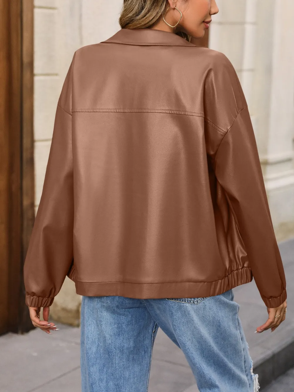 Zip Up Dropped Shoulder Jacket, image 3
