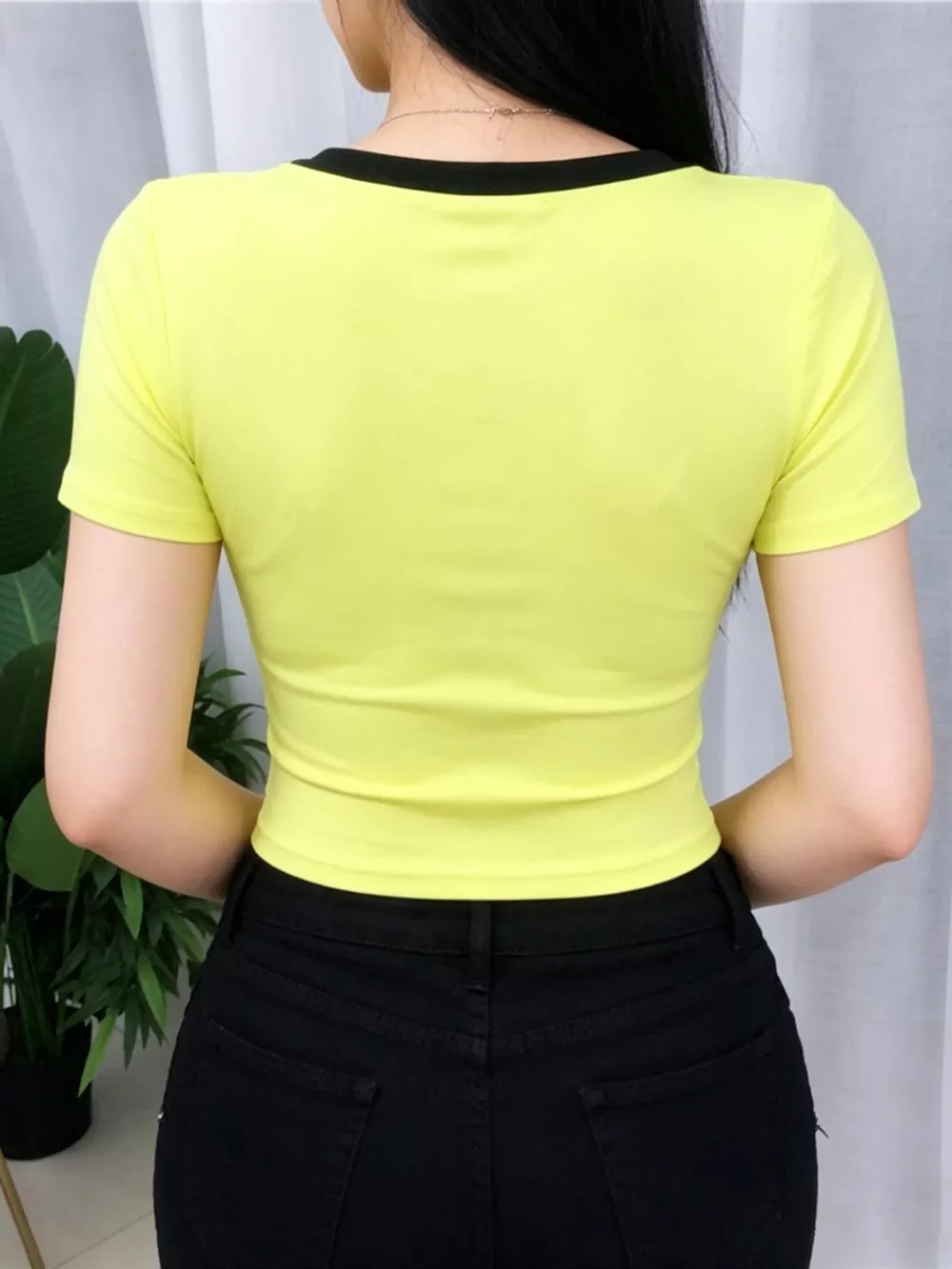 Contrast Trim Short Sleeve Crop T-Shirt, image 7