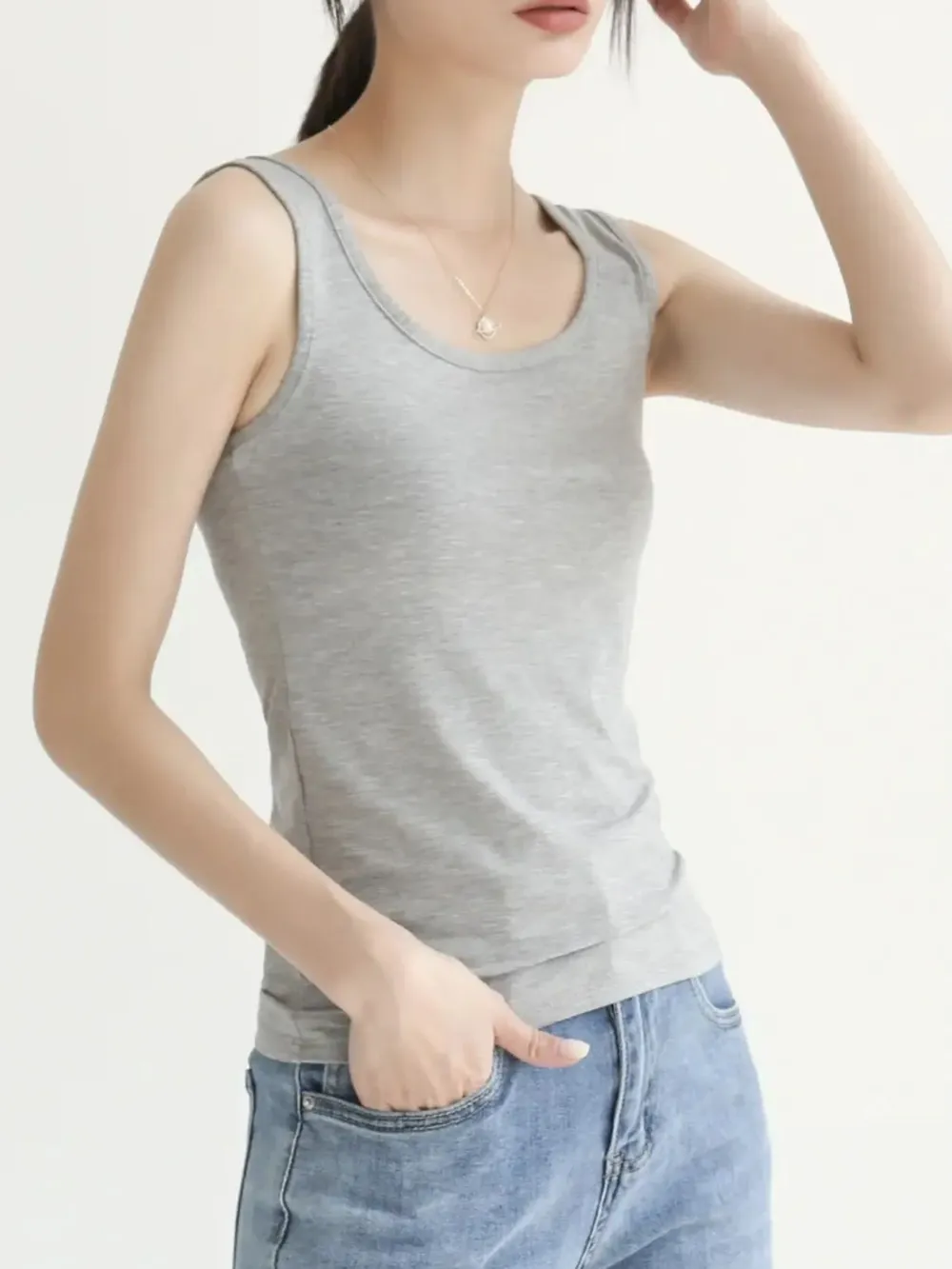 Scoop Neck Wide Strap Tank, image 3