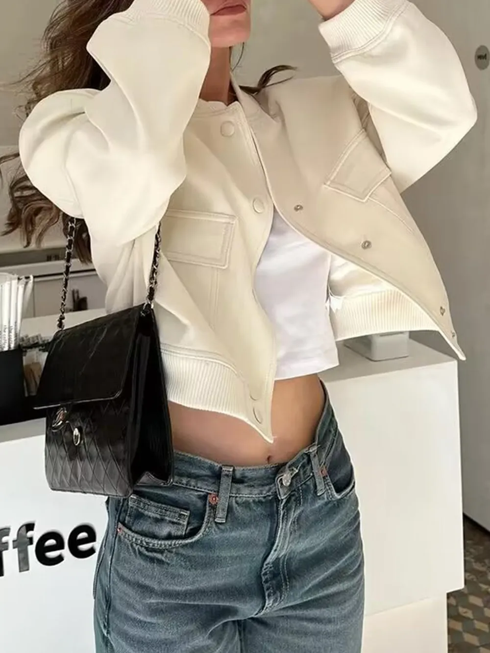 Pocketed Snap Down Baseball Collar Jacket, image 8