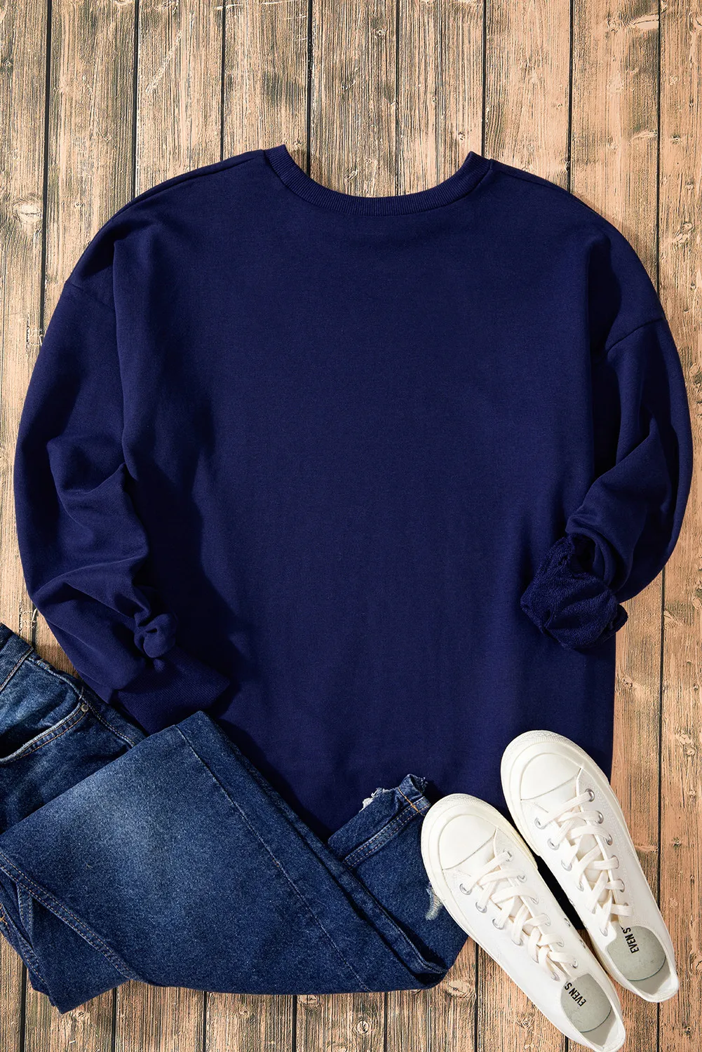 High-Low Round Neck Long Sleeve Sweatshirt, image 5