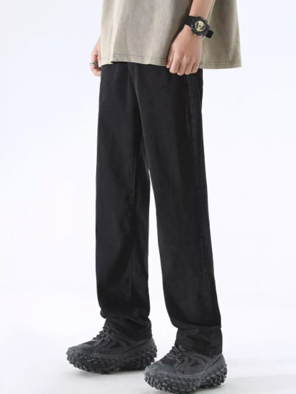 Men's Full Size Wash Wide Leg Jeans Plus Size
