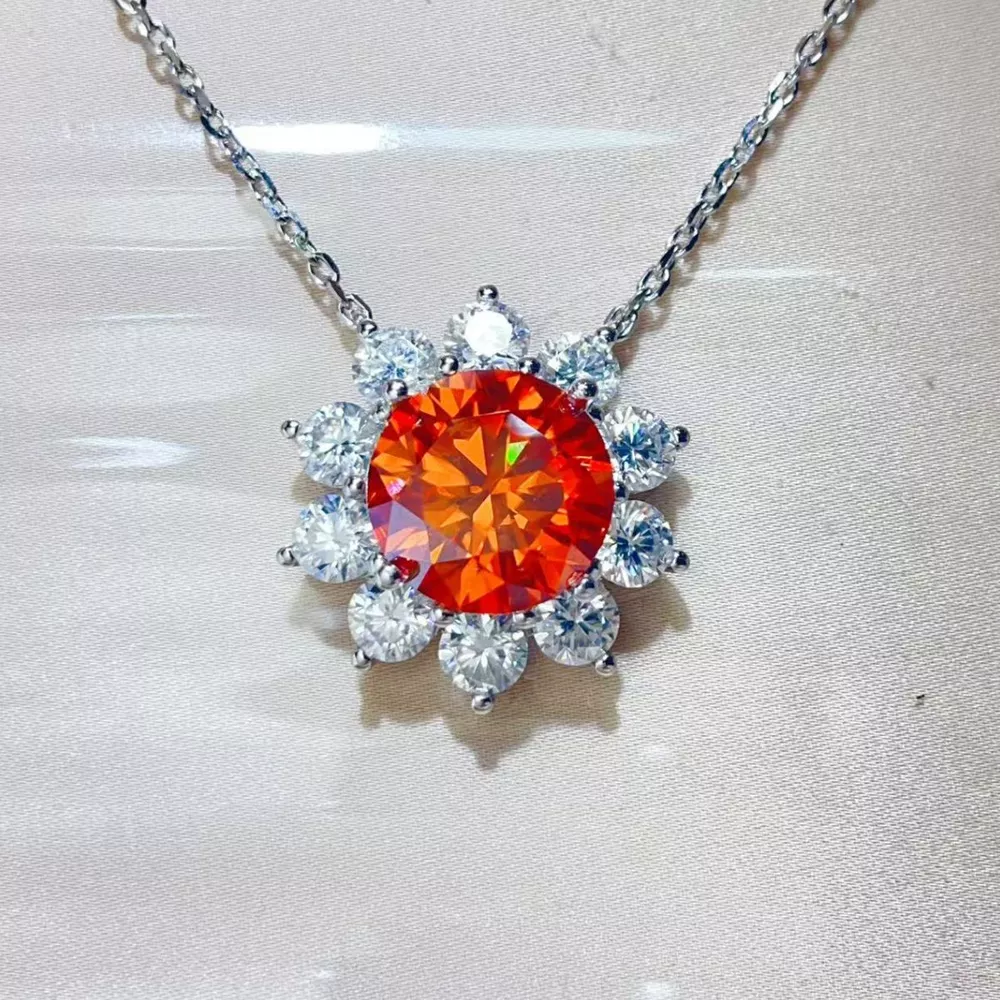 5 Carat Moissanite 925 Sterling Silver Pendant Necklace