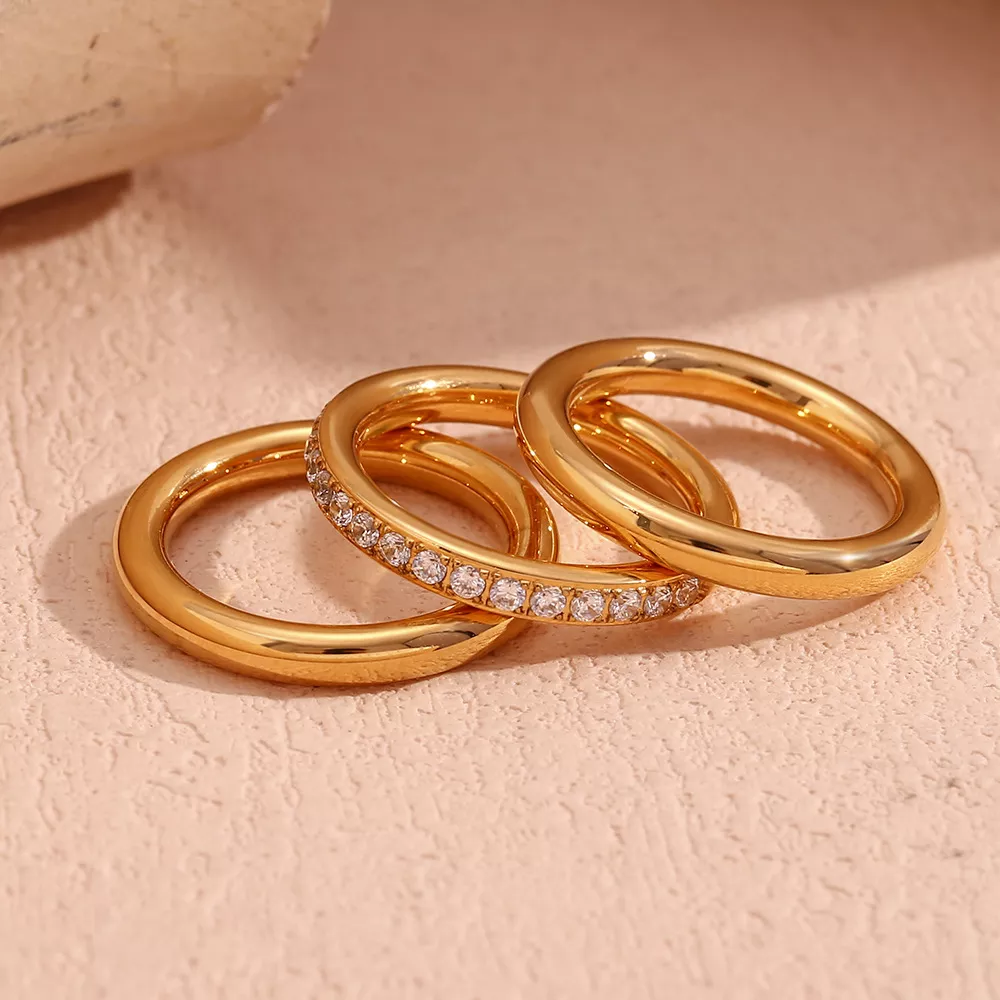 Stainless Steel Zircon Ring 3 Piece Set, image 10