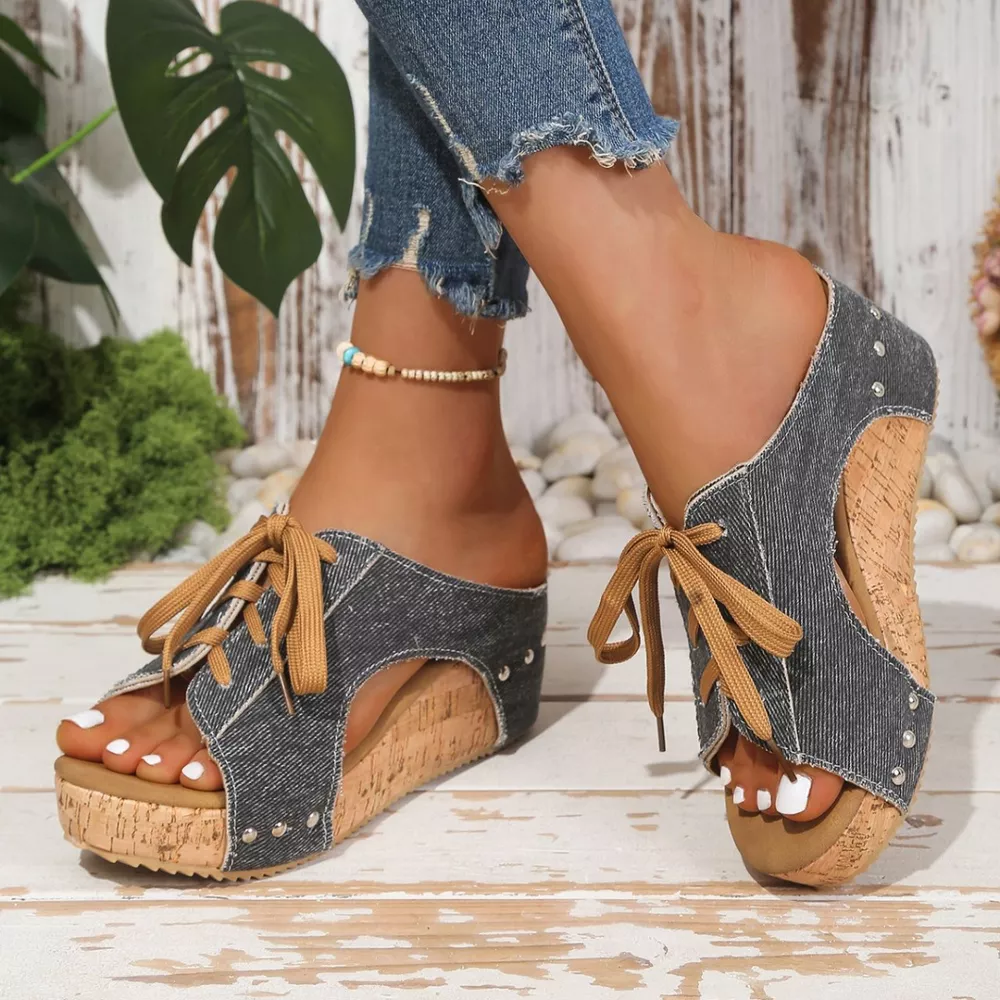 Lace Up Wedge Sandals, image 3