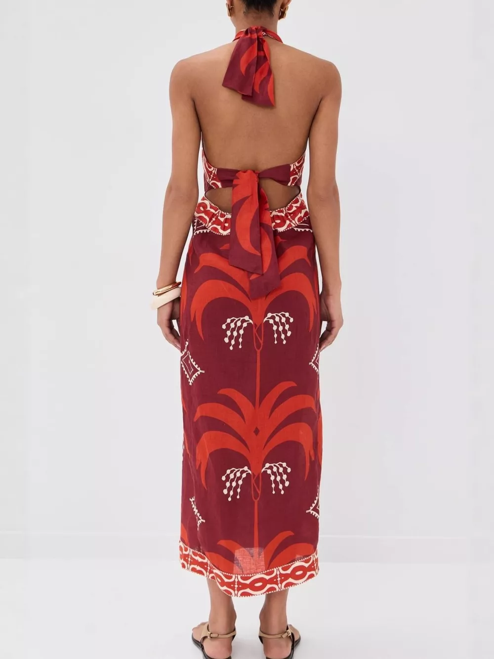 Tropical Print Halter Neck Wrap Dress, image 5