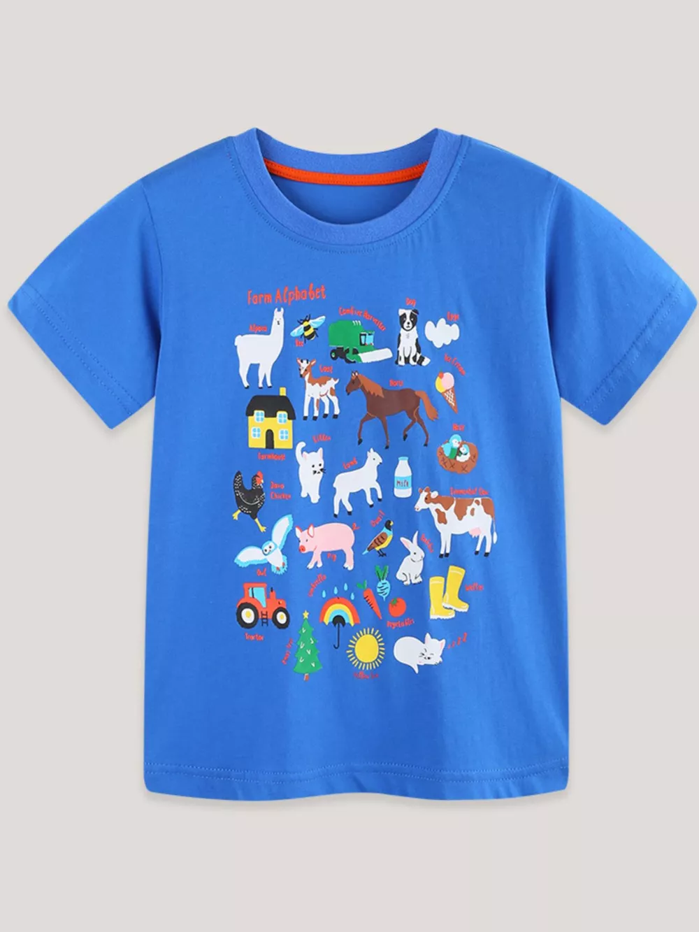 Children's Farm Alphabet Print Crew Neck T-Shirt, image 2