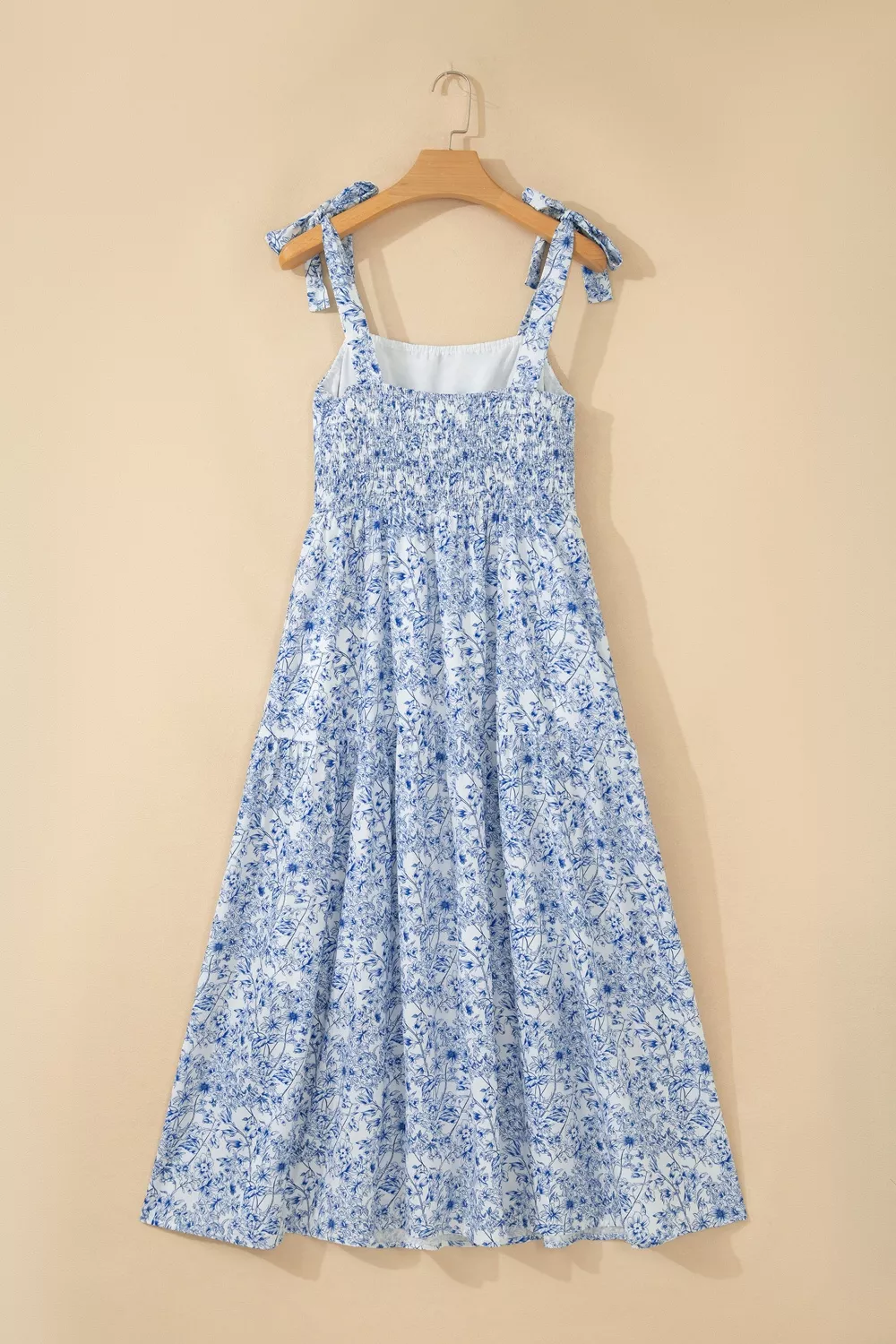 Floral Print Knot Straps High Waist Flared Maxi Dress, image 7