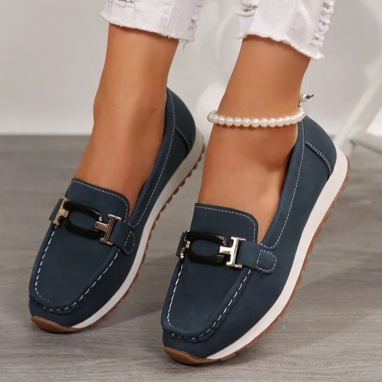 Round Toe Buckle Detail Slip-Ons, image 2