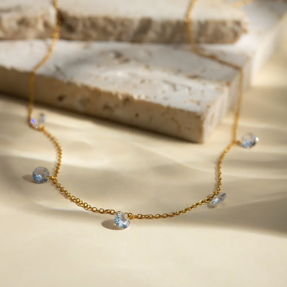 Stainless Steel Rhinestone Charm Necklace, image 7