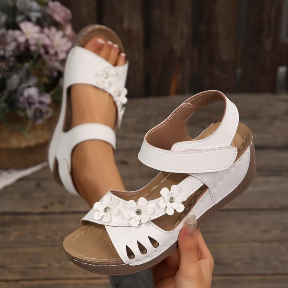 Floral Embellished Wedge Sandals, image 3
