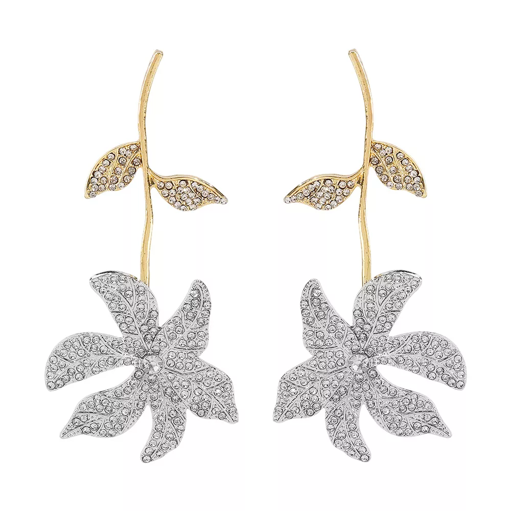 Rhinestone Flower Dangle Earrings, image 4