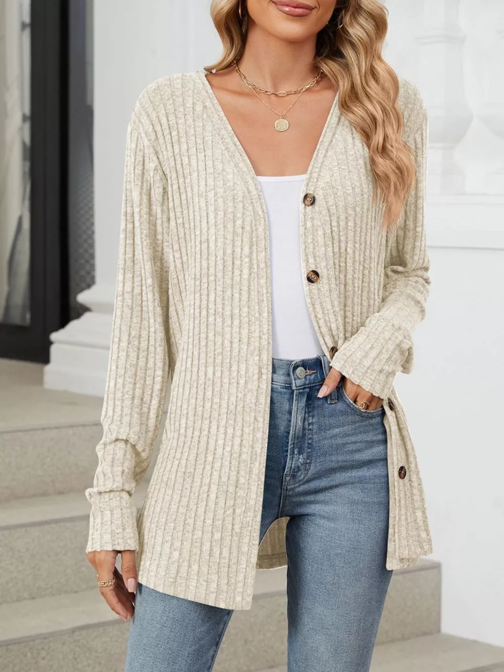 Ribbed Button-Up Cardigan, image 22