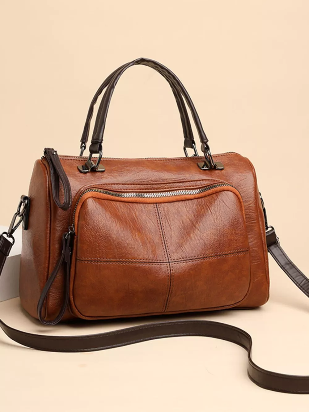 Vintage Style Leather Crossbody Bag, image 4