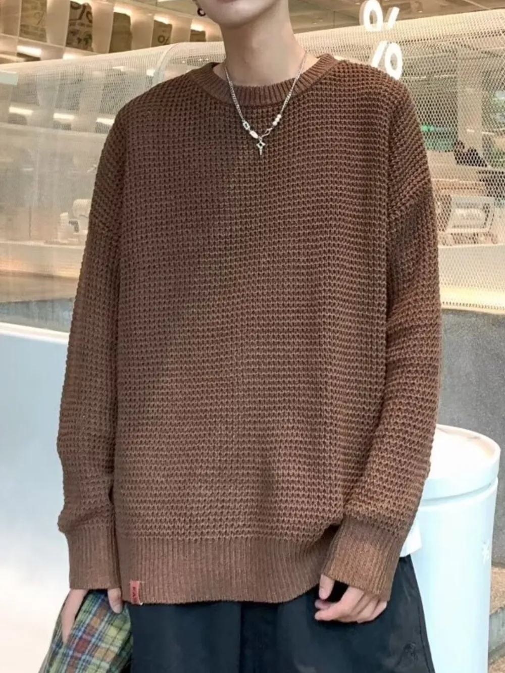 Men's Plus Size Round Neck Long Sleeve Sweater, image 8