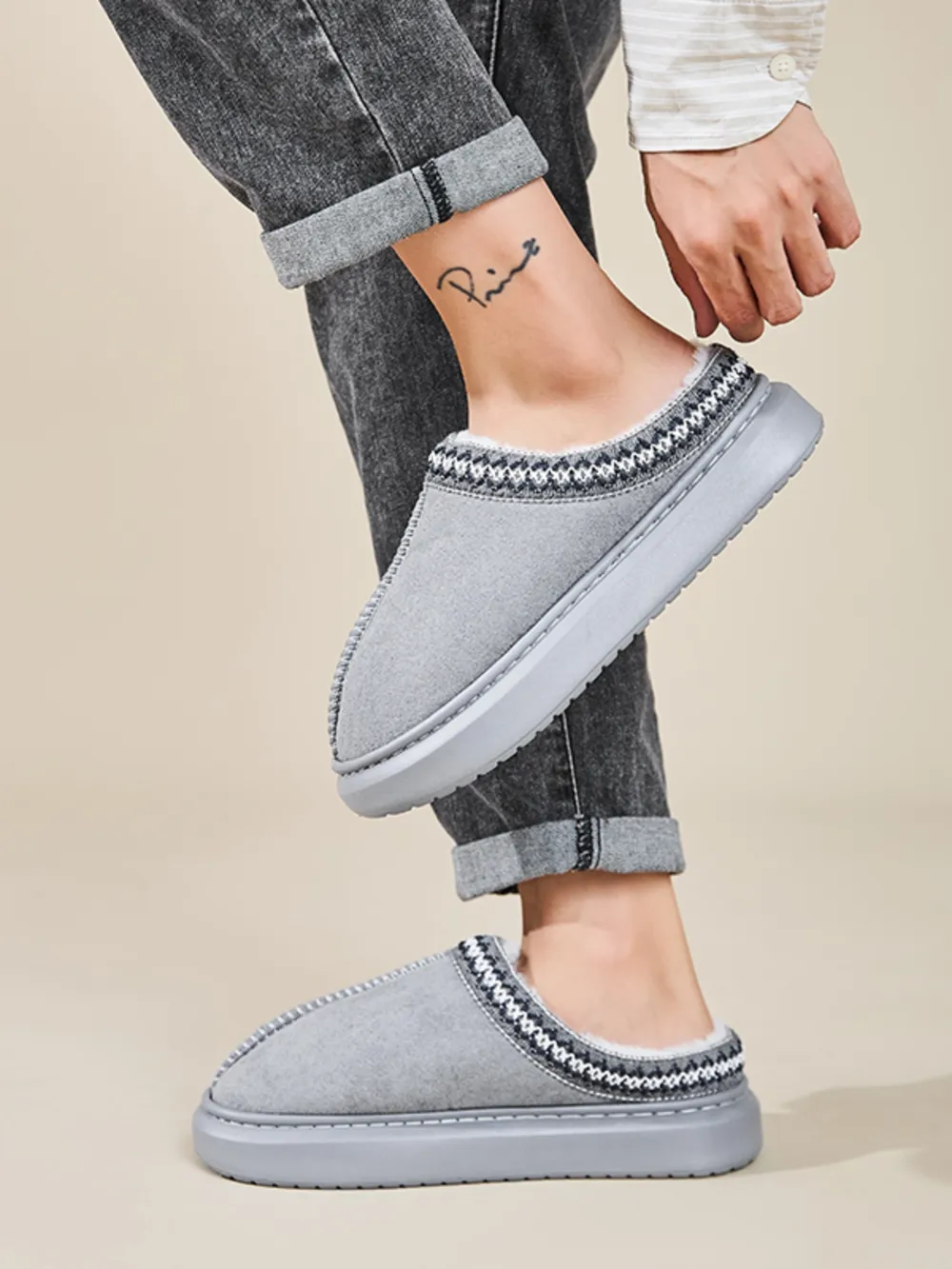 Faux Fur Suede Platform Slippers, image 8