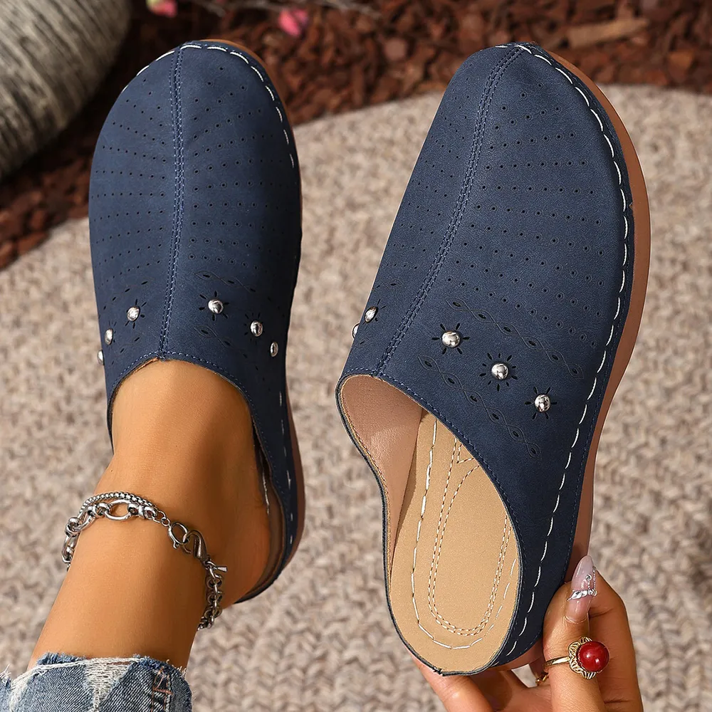 Round Toe Studded Slip-Ons, image 2