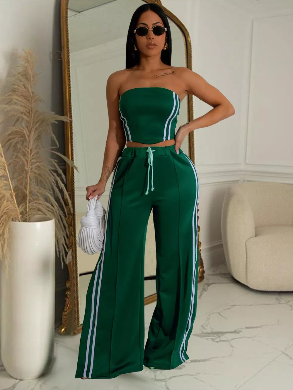 Sleeveless Tube Top and Wide Leg Pants Set, image 10