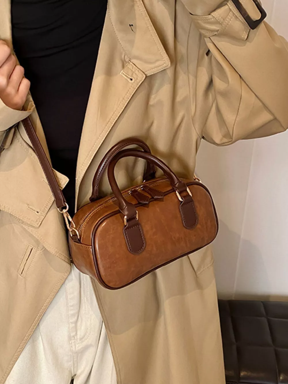 Vintage Style Barrel Crossbody Bag, image 5