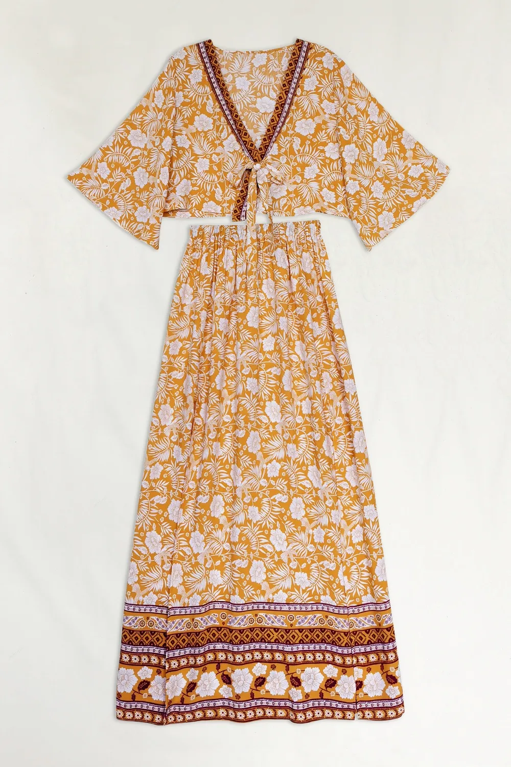 Printed Half Sleeve Top and Slit Skirt Set, image 8