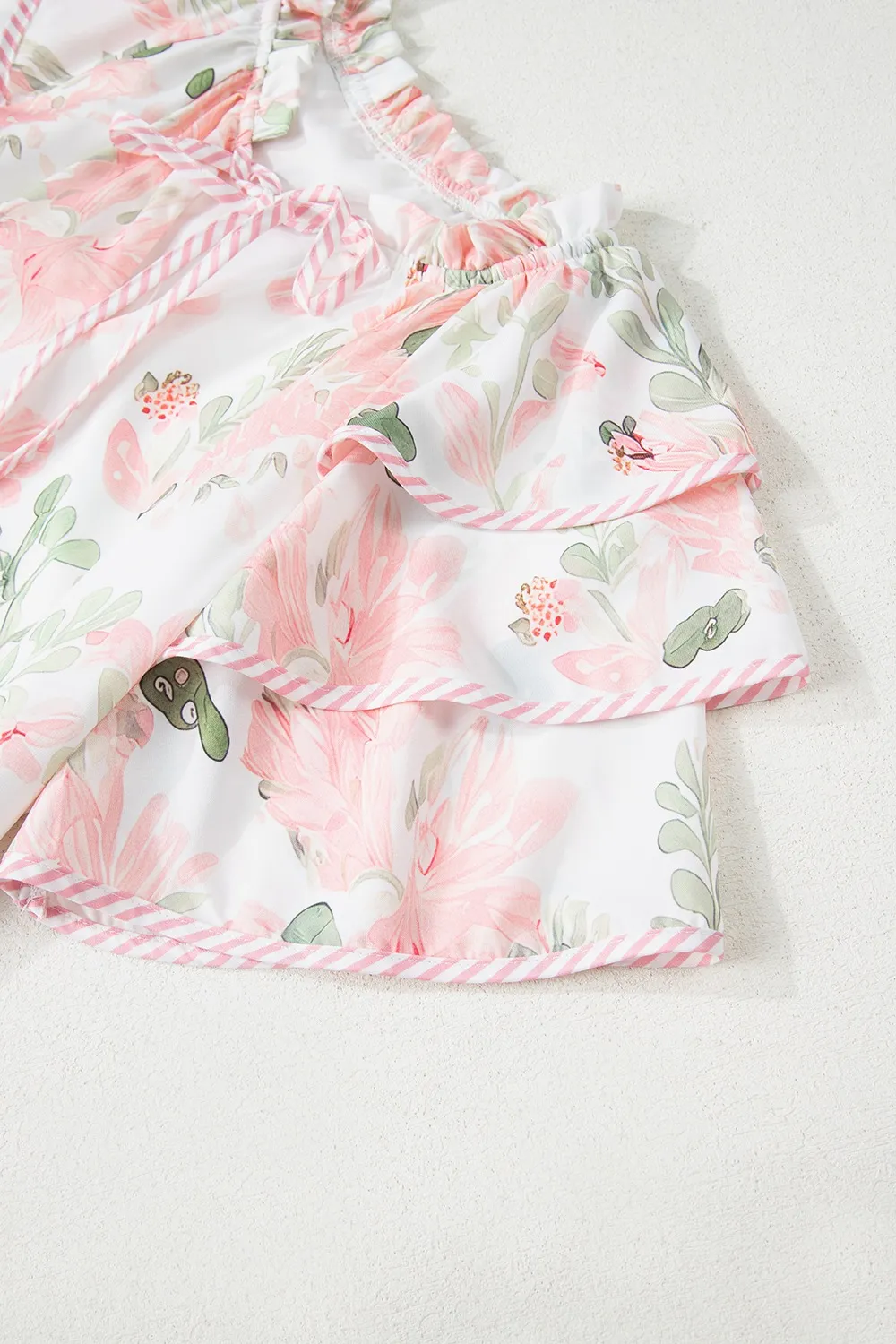 Floral Contrast Edge Layered Short Sleeve Mini Dress, image 4