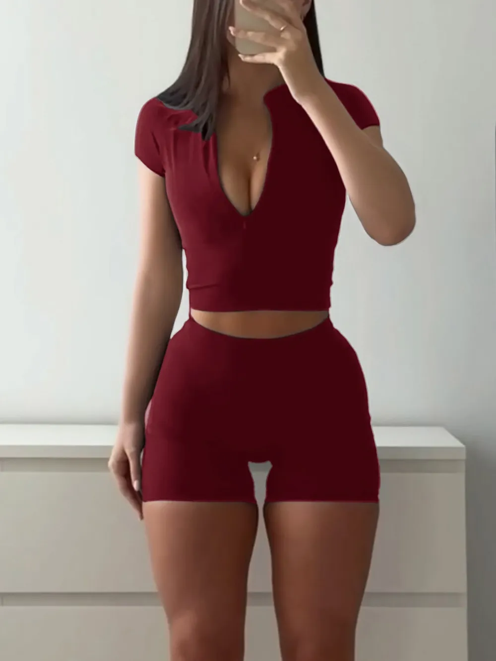 Short Sleeve Crop Top and Shorts Set, image 4