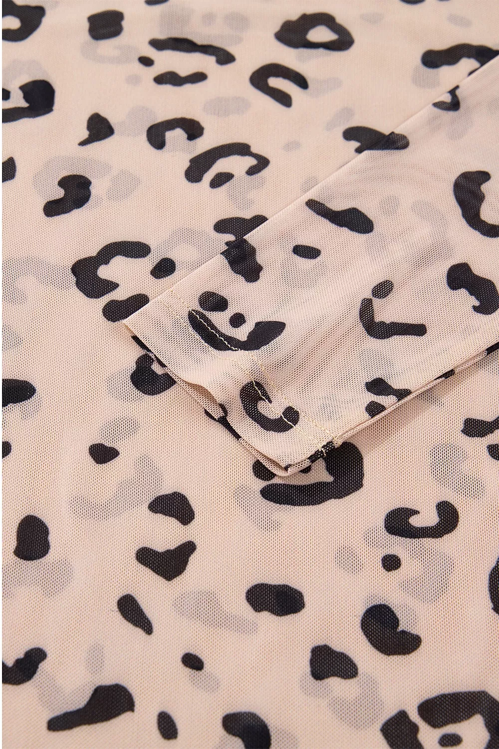 Mock Neck Sheer Mesh Leopard Long Sleeve Bodysuit, image 14