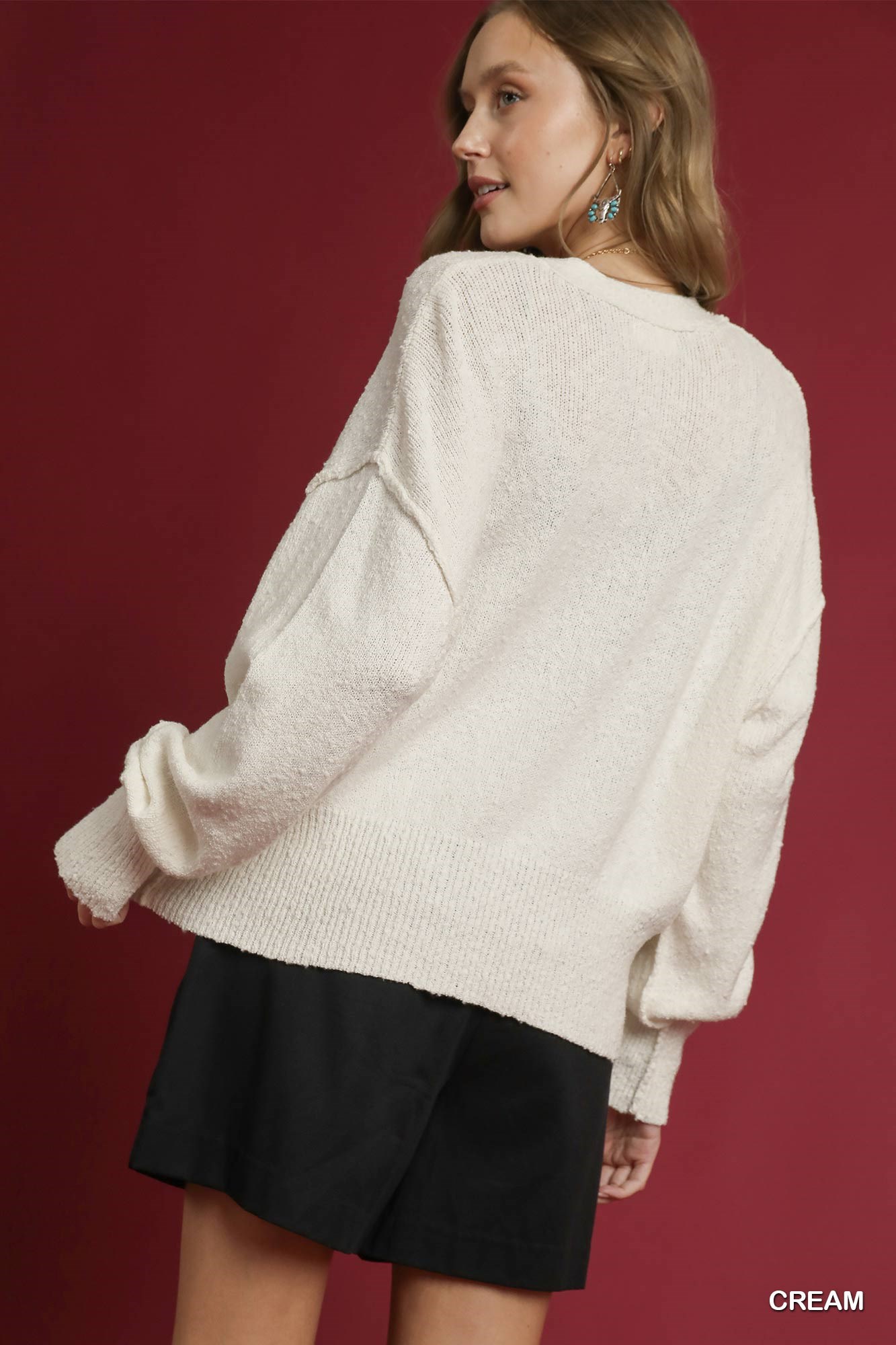 Button-Front V-Neck Knit Cardigan, image 4