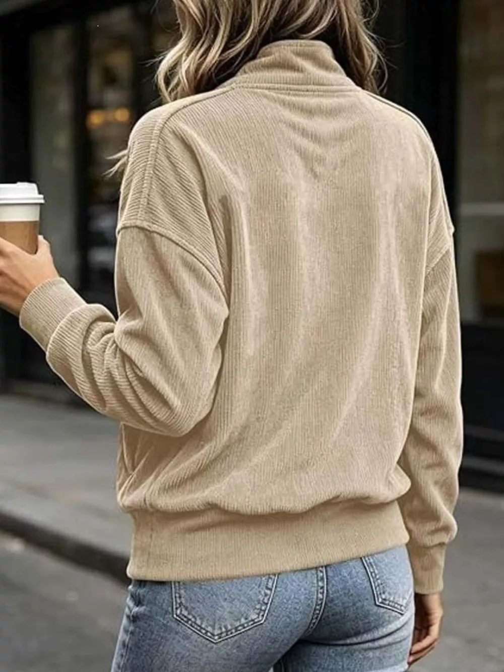 Full Size Quarter Snap Kangaroo Pocket Sweatshirt Plus Size, image 12