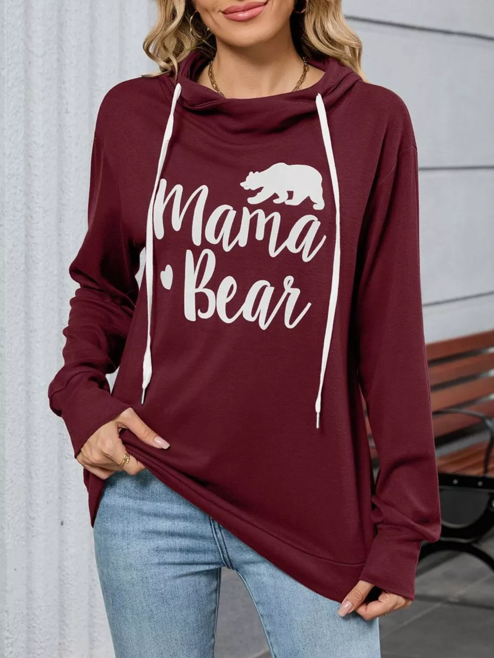 Contrast Letter Graphic Drawstring Long Sleeve Hoodie, image 18