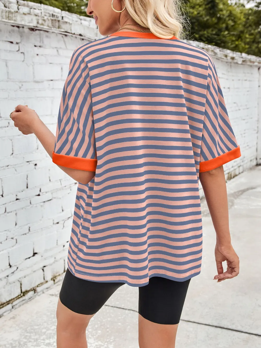 Striped Round Neck Half Sleeve T-Shirt, image 23