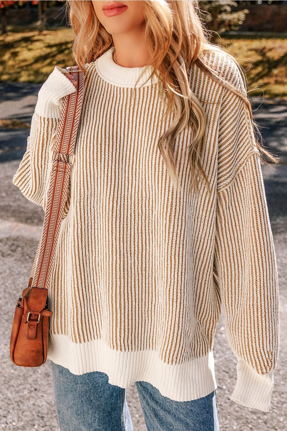 Round Neck Dropped Shoulder Sweater, image 5