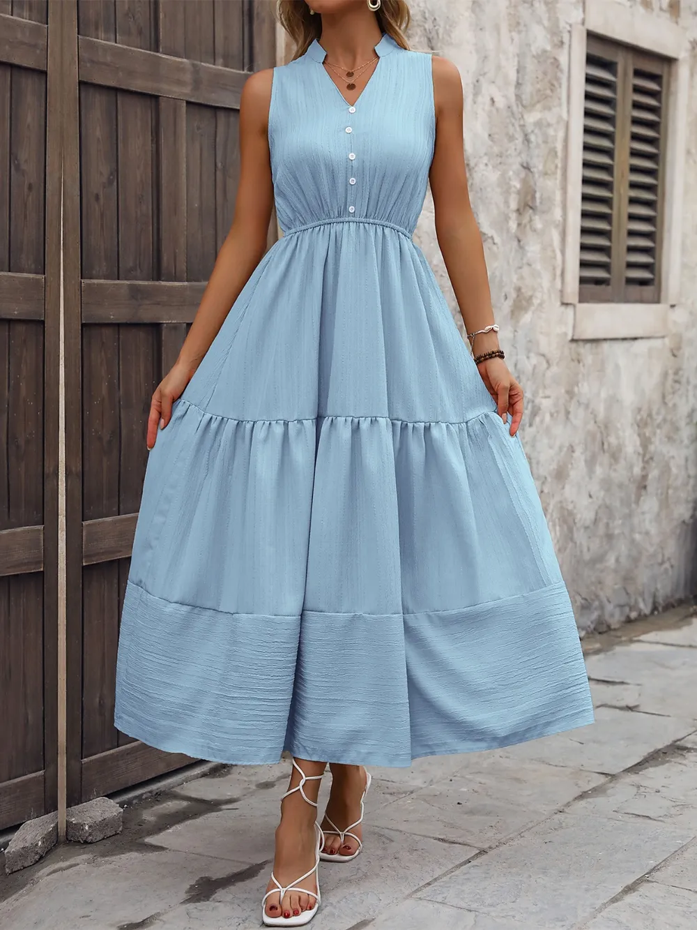 Notched Sleeveless Maxi Tank Dress, image 8