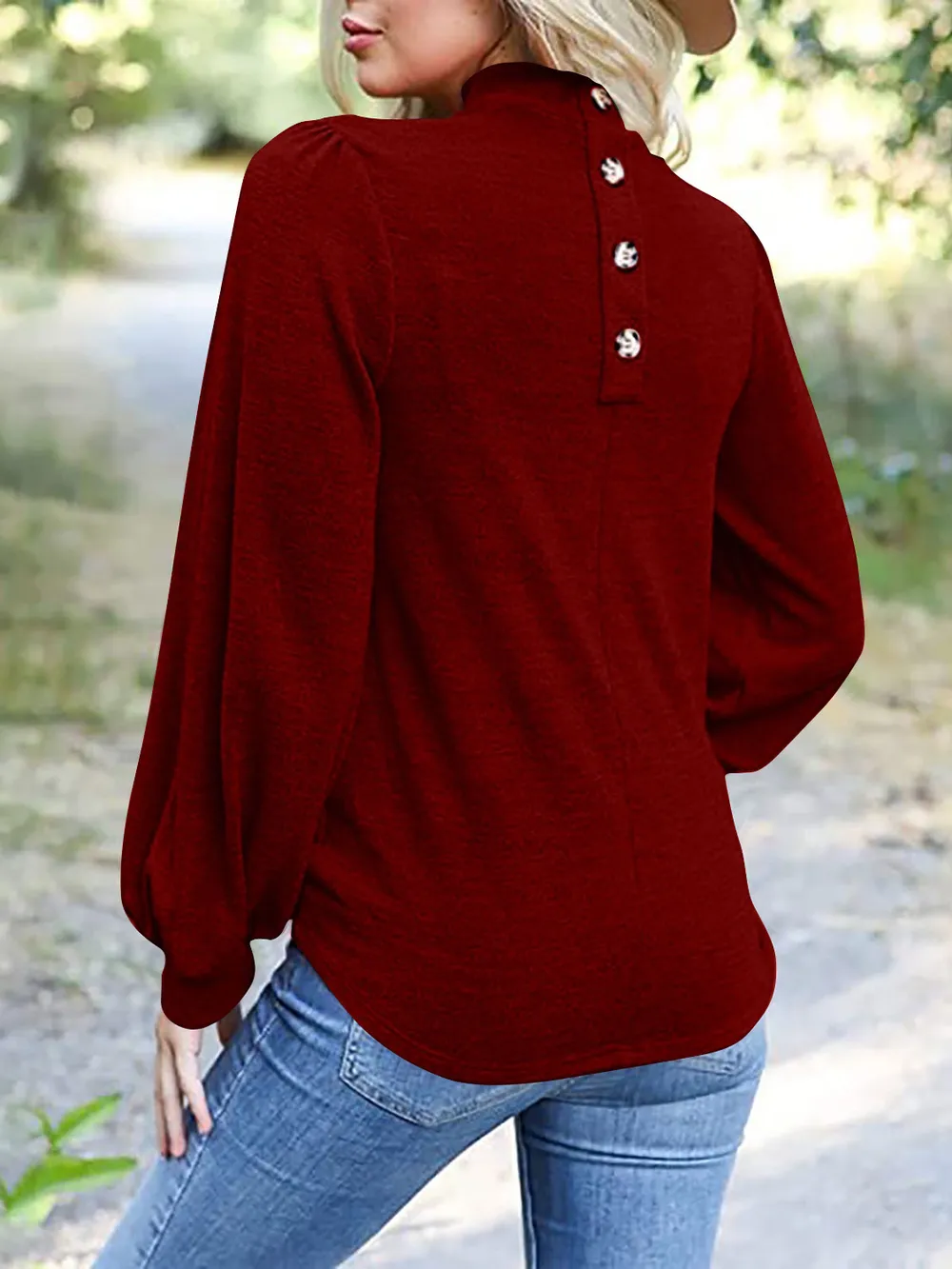 Full Size Mock Neck Long Sleeve T-Shirt, image 10