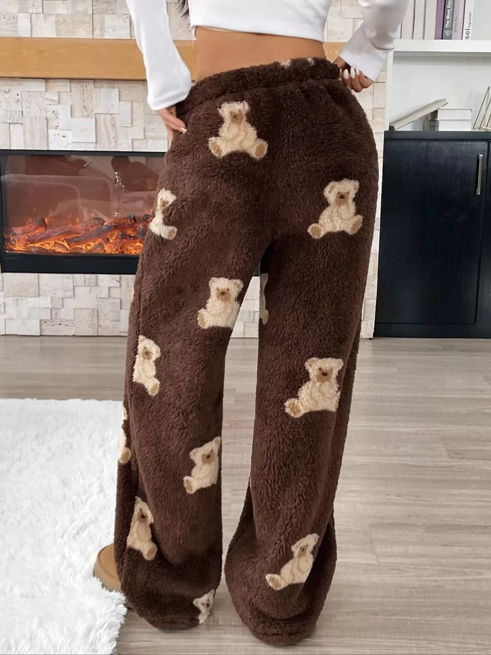 Leopard Wide Leg Plush Pants, image 6