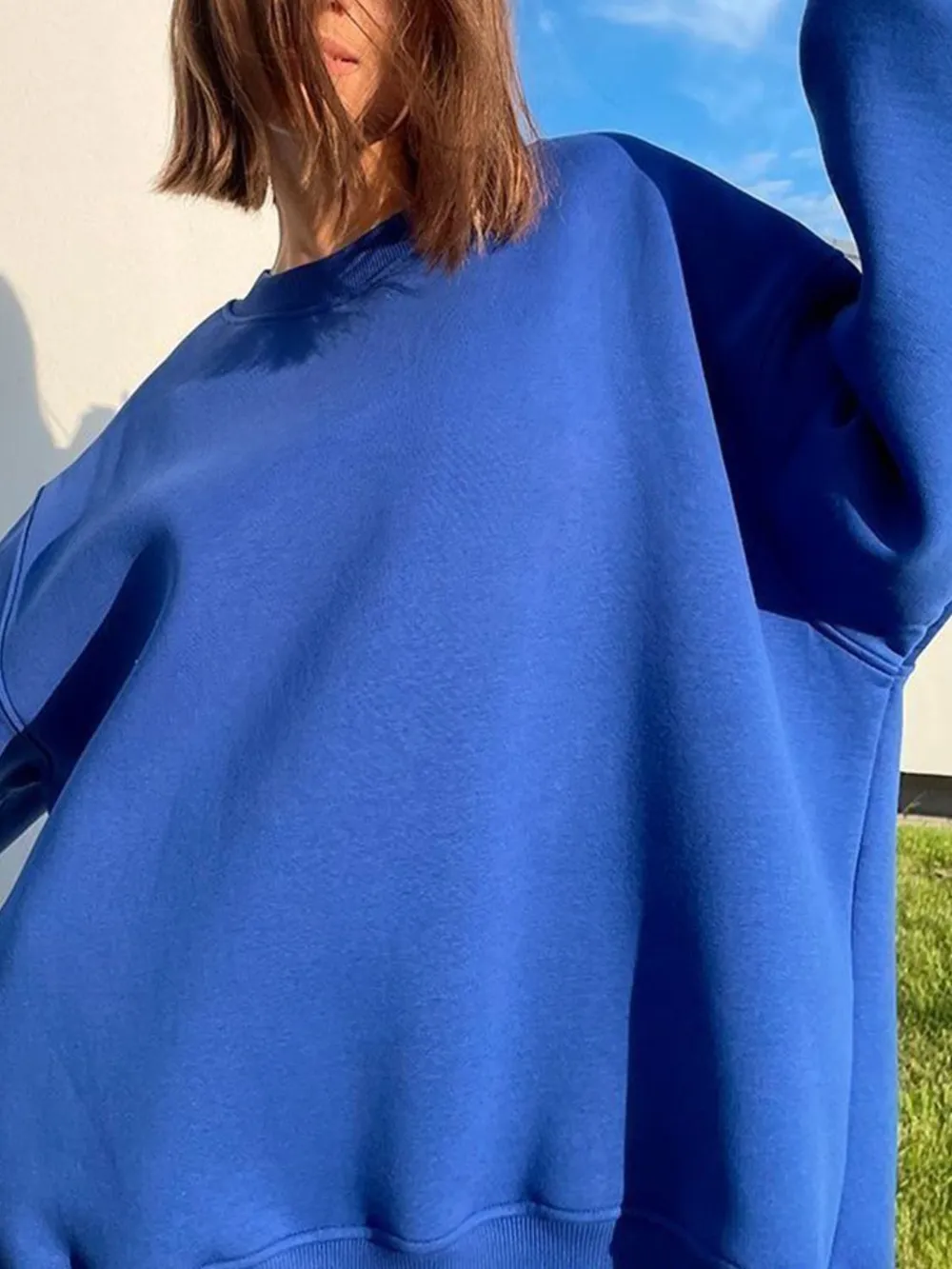 Round Neck Dropped Shoulder Long Sleeve Sweatshirt, image 12