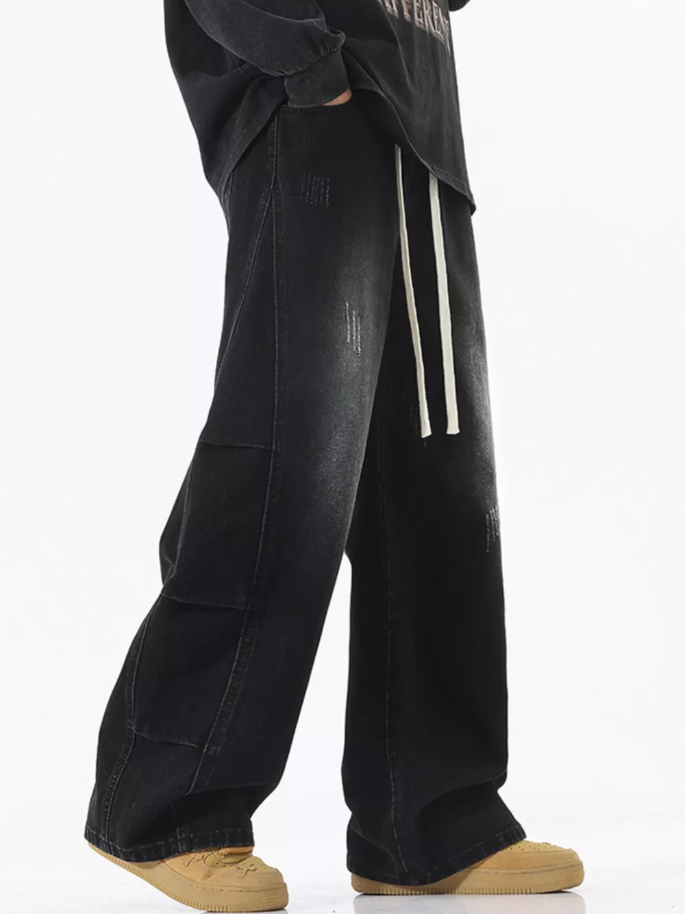 Men's Full Size Vintage Wash Wide Leg Jeans Plus Size, image 8