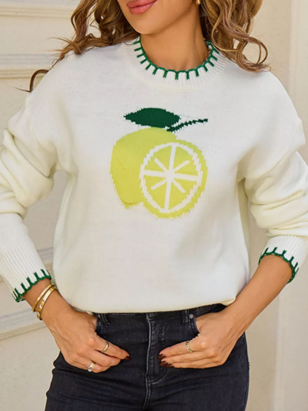 Lemon Round Neck Sweater, image 6