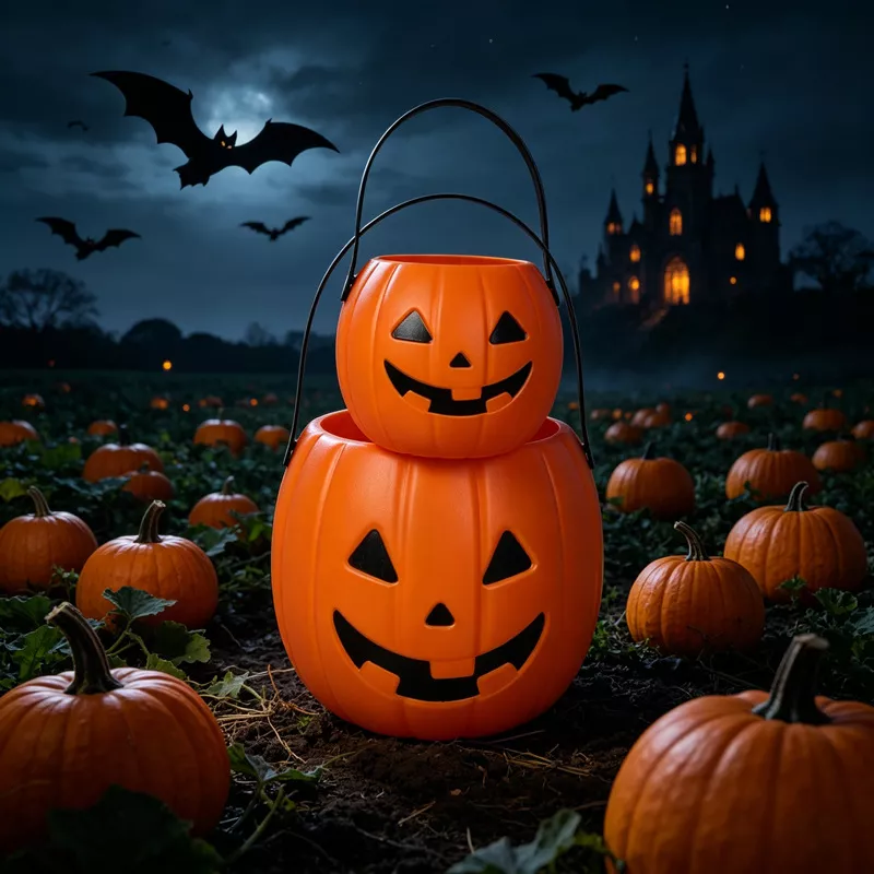Halloween Decorative Pumpkin Bucket with Handle Set, image 7