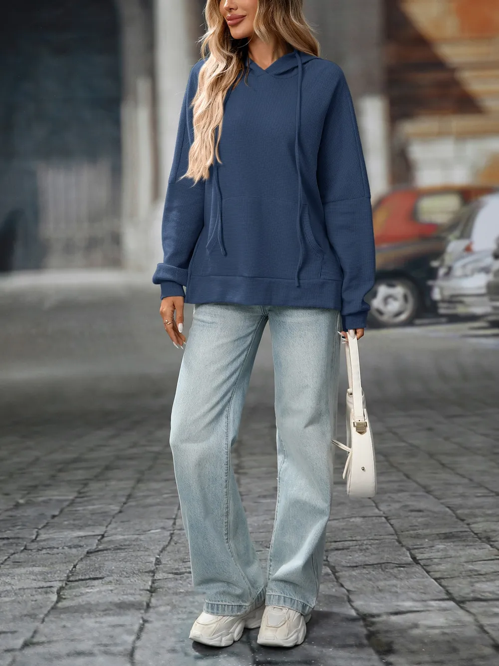 Textured Drawstring Long Sleeve Hoodie, image 25