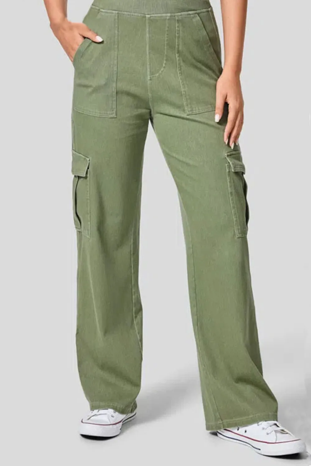 High Waist Straight Leg Cargo Jeans, image 9