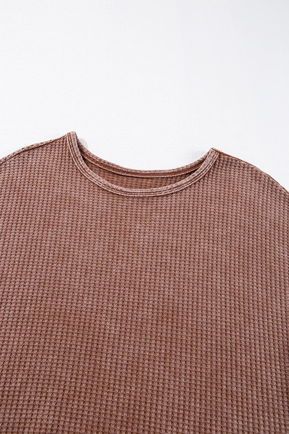 Waffle Knit Fringed High Low Loose Top, image 5