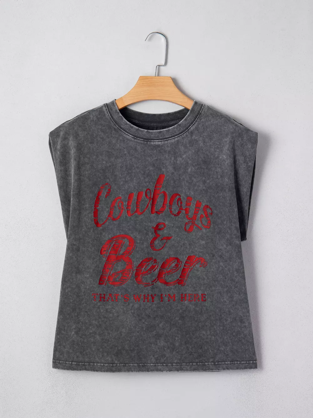 Cowboy & Beer Western Graphic Mineral Wash Tank Top, image 4