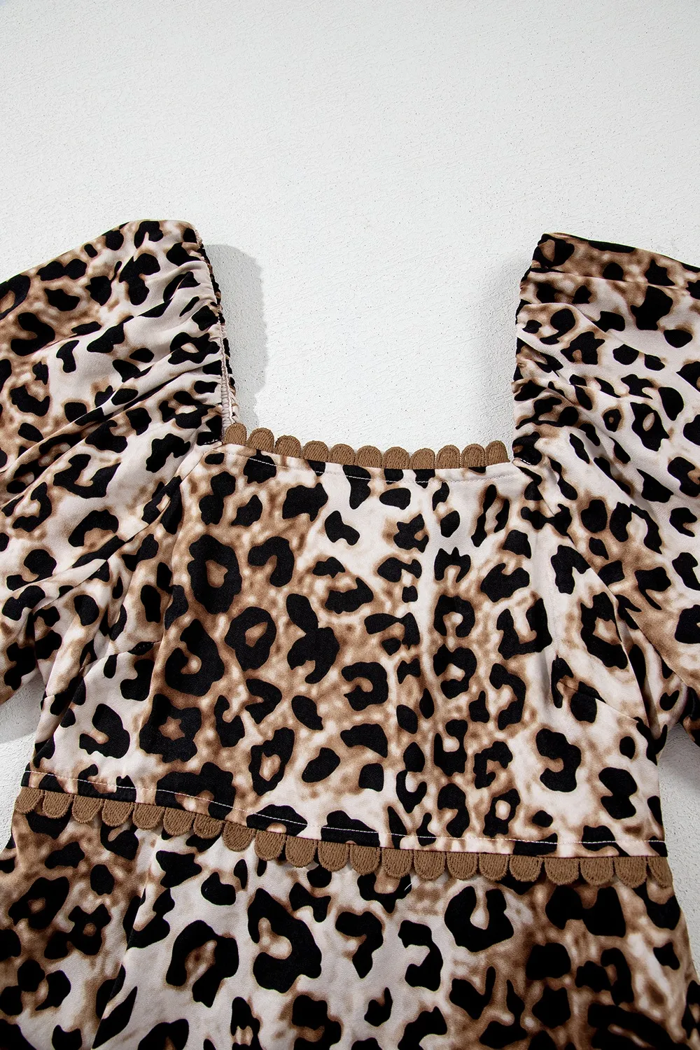 Leopard Square Neck Puff Sleeve Maxi Dress, image 5