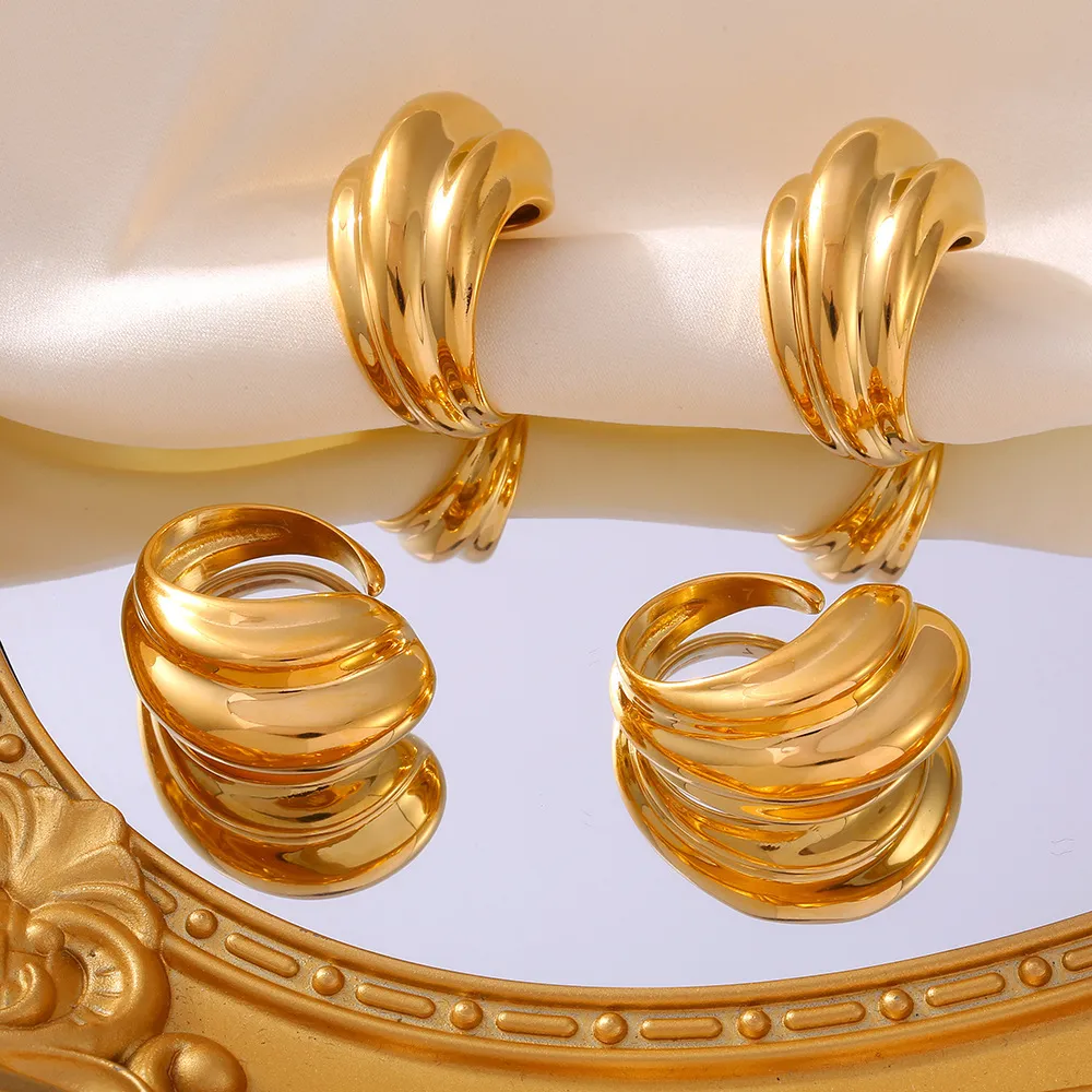 18K Gold-Plated Titanium Steel Open Ring, image 3