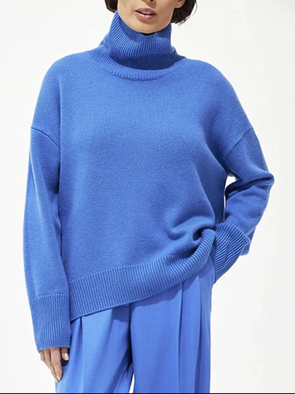 Turtleneck Drop Shoulder Long Sleeve Sweater, image 14