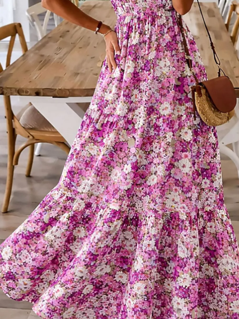 Floral Print Maxi Dress with Spaghetti Straps, image 15