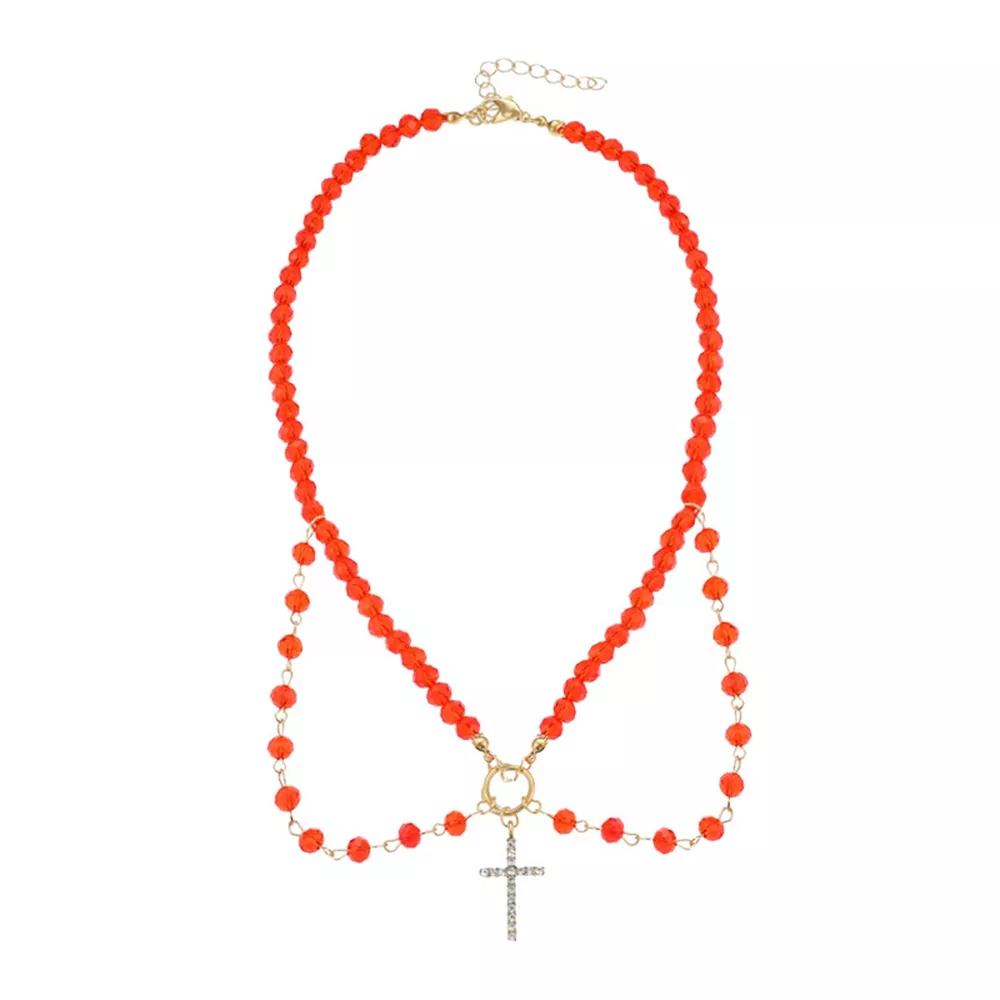 Halloween Beaded Cross Pendant Necklace, image 5