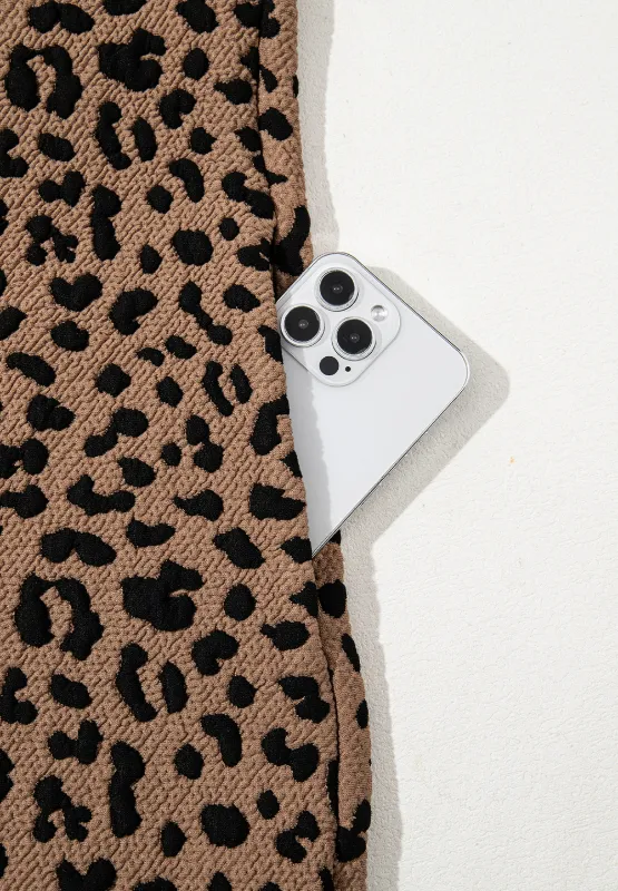 Leopard Johnny Collar Sleeveless Mini Dress, image 4