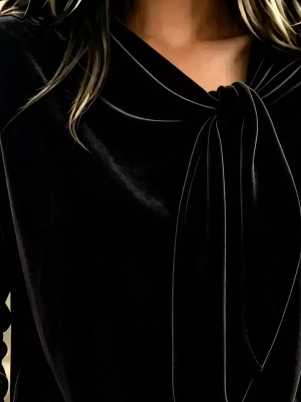 Velvet Tie Front Long Sleeve Sweatshirt, image 11